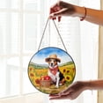 thumbnail image 2 of Vintage Jack Russell Terrier Says Hello Mother's Day Summer Sunflower Field Stained Glass Suncatcher Parson Jack Dog Lover Window Hanging Sign Decor - 12005, 2 of 5