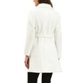 thumbnail image 3 of INSPIRE CHIC Lapel Collared Belted Coat for Women's Open Front Long Sleeve Overcoat S White, 3 of 6
