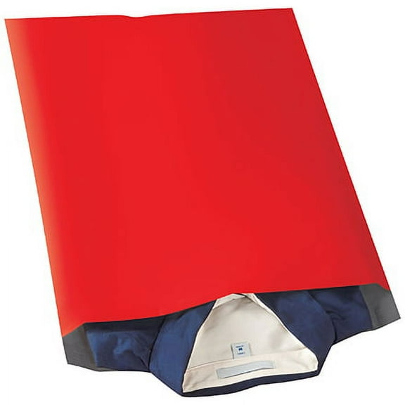 SSBM 14 1/2 x 19" Colored Poly Mailers (Red) for Mailing/Shipping - 100/Case
