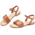 thumbnail image 2 of Women's Flat Slide Sandals Adjustable Ankle Strap Cross-strap Summer., 2 of 7