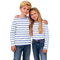 thumbnail image 3 of fatyb Kids Striped Long Sleeve Shirts for Boys Girls Color Block Casual Tops Lightweight Crew Neck Tees, 3 of 7