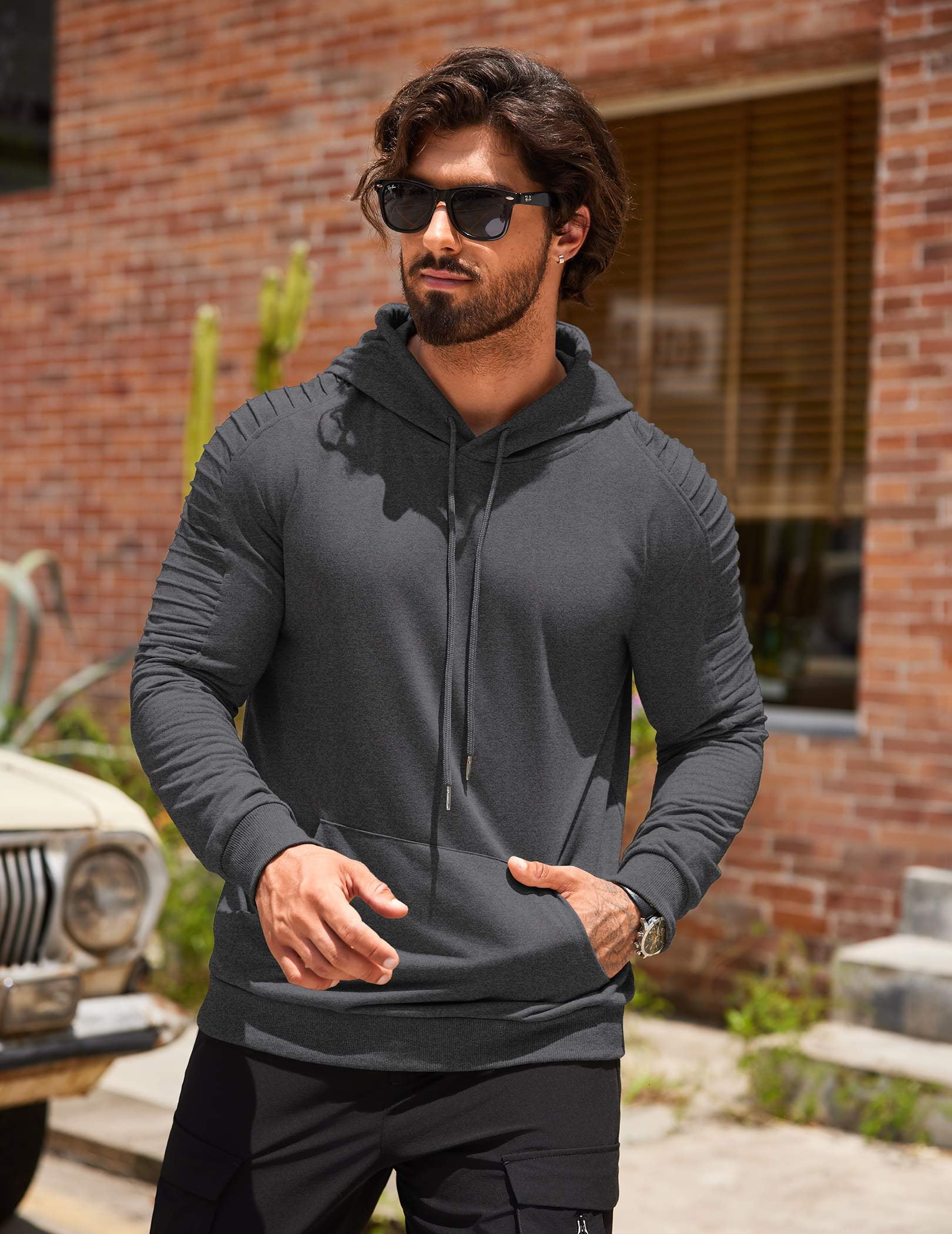 COOFANDY Mens Hoodie Casual Drawstring Athletic Hoodies Hooded Pullover Sweatshirts with Pocket