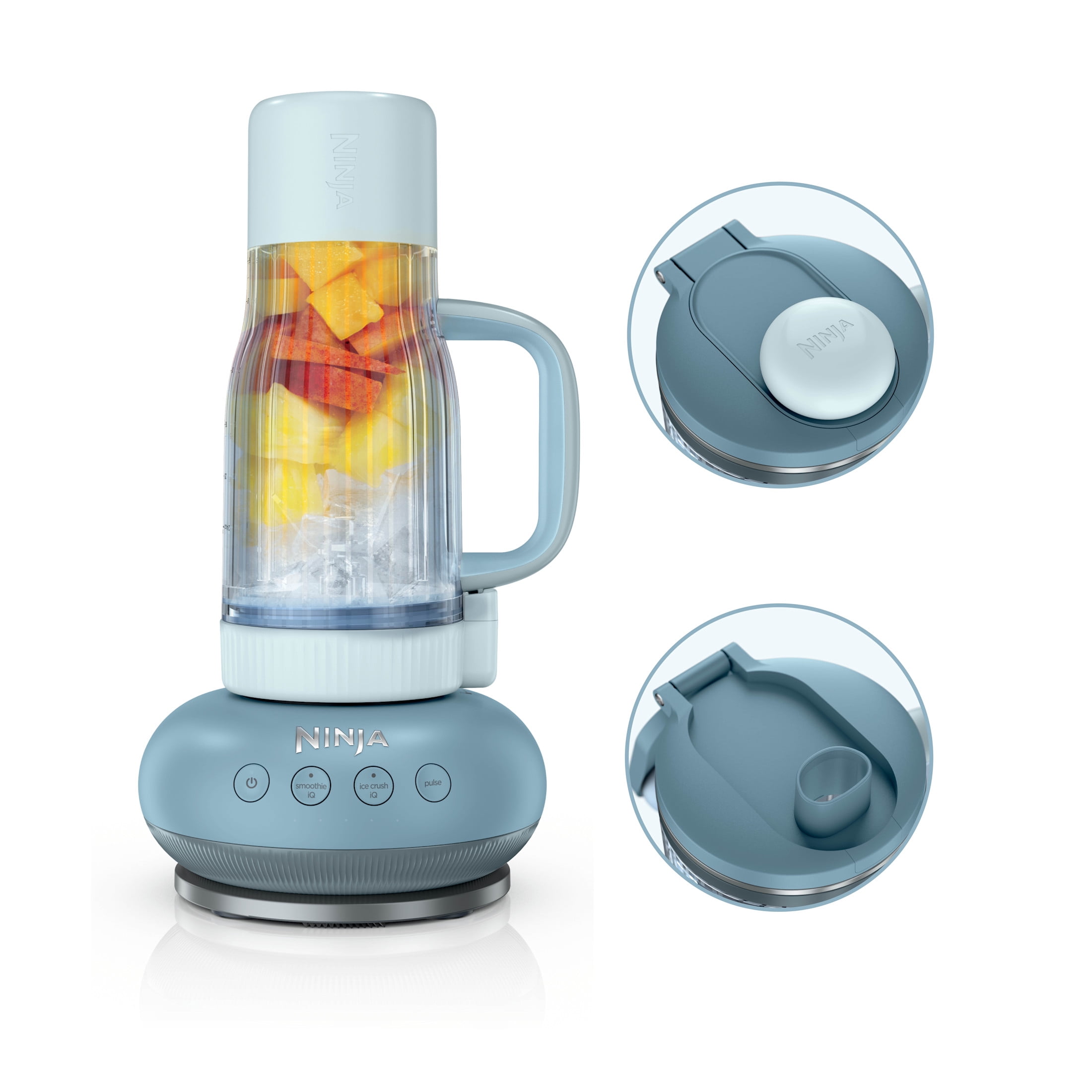 Ninja BlendBOSS 24-Oz Personal Blender, for Smoothies & Frozen Drinks, Travel Tumbler with LeakProof Lid and Chug Spout, Auto-iQ Technology, 1200 Peak Watts, DB300BL2 Glacier Blue