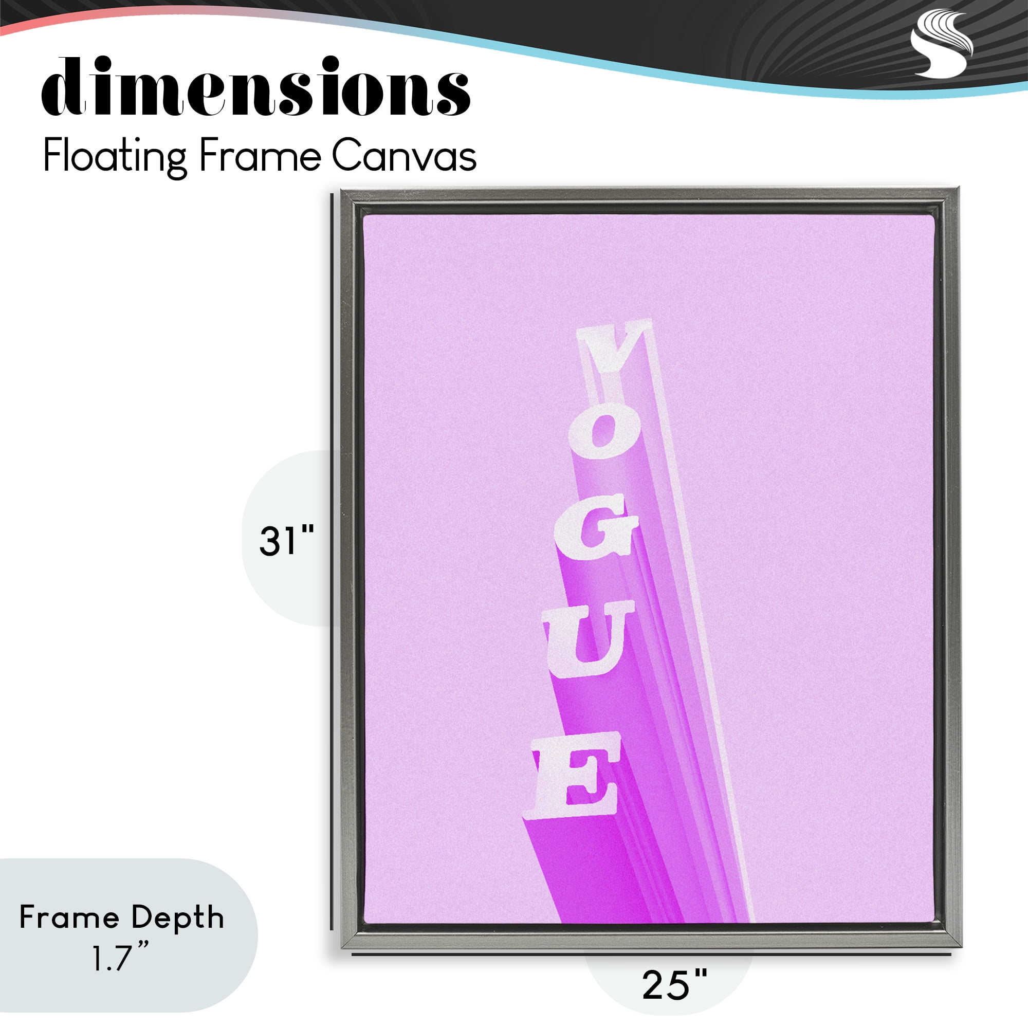 Stupell Industries Pink Vertical Glam Lettering Gray Framed Floater Canvas Wall Art, design by Ziwei Li