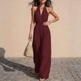 thumbnail image 5 of Edvintorg Women's Summer One Piece Jumpsuits Dressy Casual Sleeveless V-Neck Wide Leg Rompers Jumpers with Pockets Travel Clothes, 5 of 8