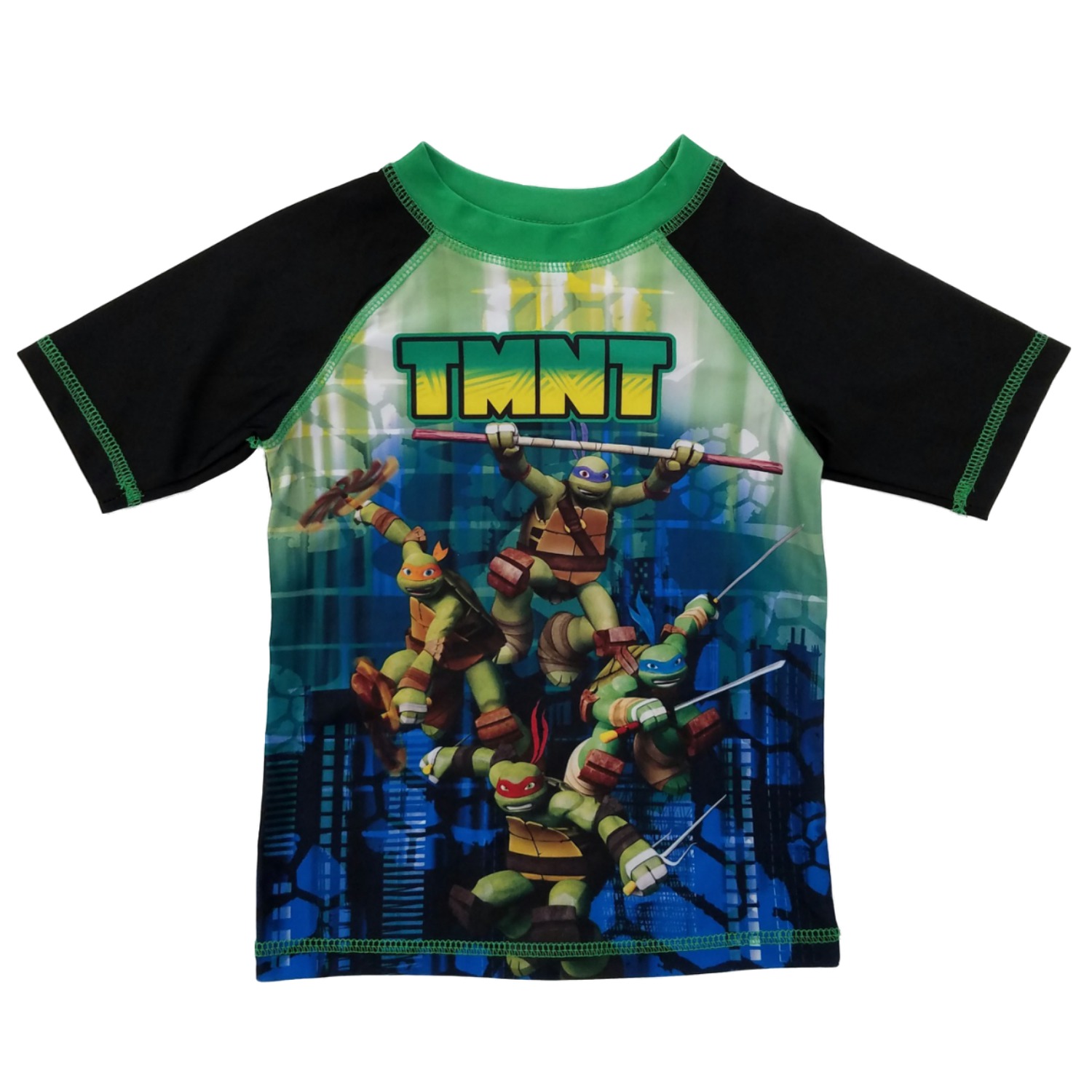 Teenage Mutant Ninja Turtles Little Boys Green/Black Rash Guard Swim