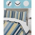 thumbnail image 4 of Blue Yellow Striped Twin XL Size Down Alternative Comforter, Lightweight Comforter Quilt Bedding Set with Pillow Shams Farmhouse Stripes Vintage All Seasons Bed Comforter Duvet Insert 68"x98", 4 of 7