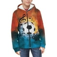 thumbnail image 3 of Uourmeti Music Note Soccer Ball Kids Zip Up Hoodie with Pockets Long Sleeve Soft Comfy Casual Outerwear for School Travel ​​Size 14-16​​, 3 of 6