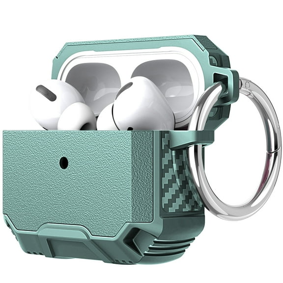 For Apple AirPods 2 & 1 Heavy Duty Tuff Hybrid 2 in 1 Shockproof Full Protective Case Hard PC Rubber TPU Cover with Carabiner Cover ,Xpm Phone Case [Teal Mint]