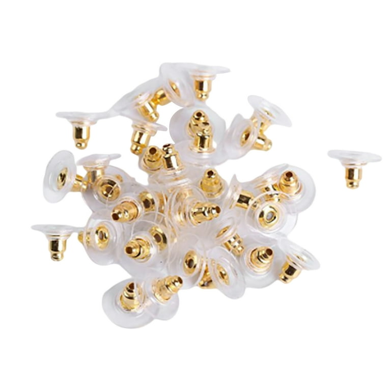 Wrea 100 Pair Earring Backs for Studs with Pad Rubber Pierced Safety Back  Plated Replacements Hooks Supplies Decoration Jewelry Kit golden 