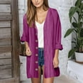 thumbnail image 6 of Women's Cardigan Fashionable And Casual Solid Color V Neck Long Sleeved Button Cardigan,Purple Women's Cardigan XXXL, 6 of 9