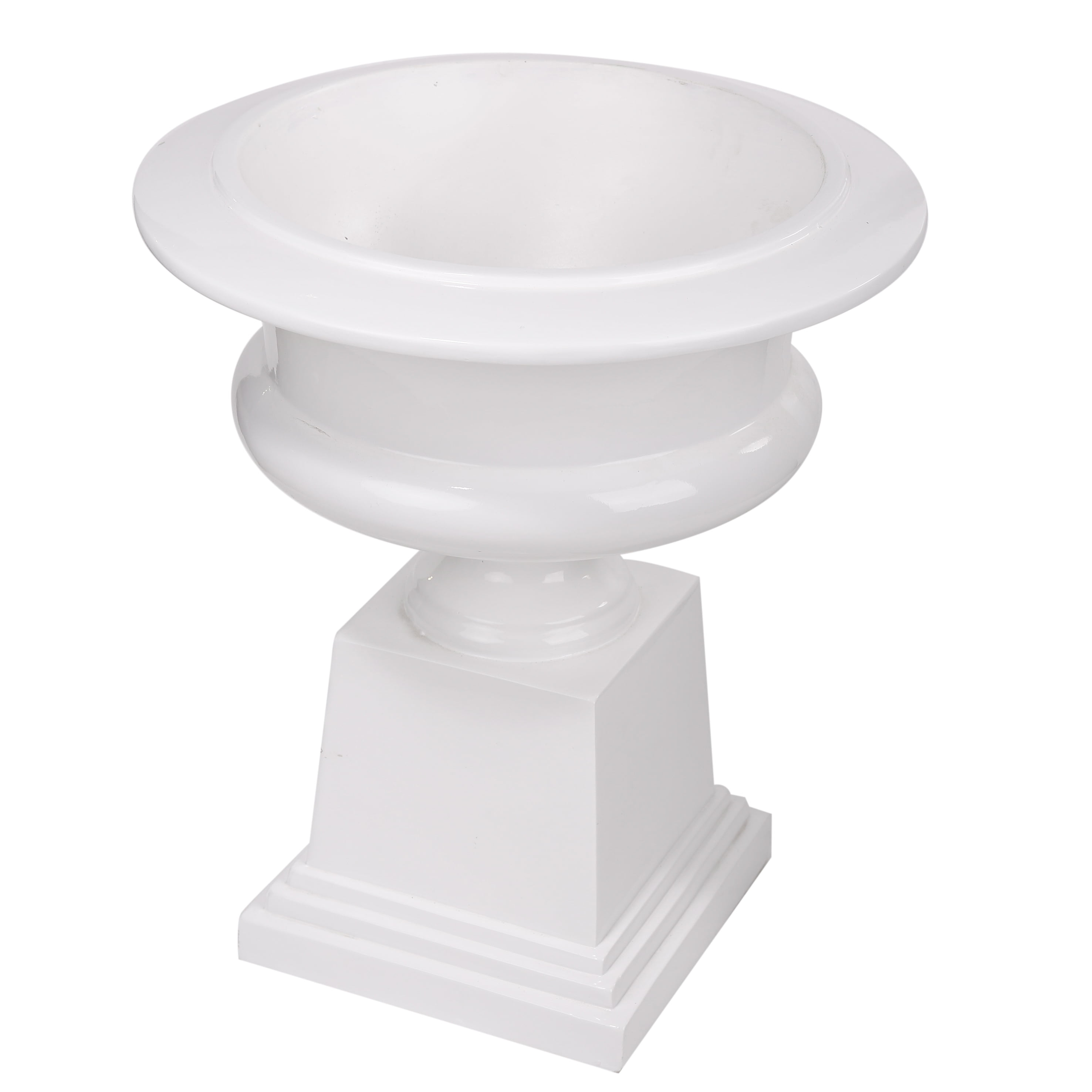 A&B Home Glossy White Outdoor Pedestal Urn Planter by A&B Home