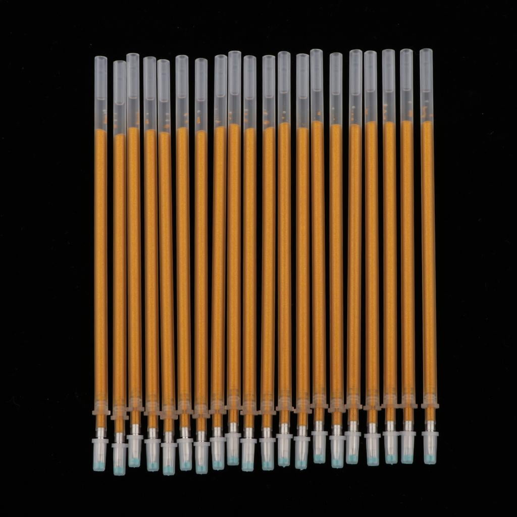 perfeclan 5x20 Pieces 0.7mm Gold Glitter Ink Gel Pen Refills Light Gold