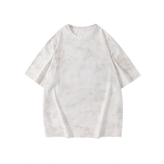 JUUYY Oversized T-Shirts for Men Loose Casual Short Sleeve Round Neck Retro Tees Tops Blouse Fallow Shirt White L