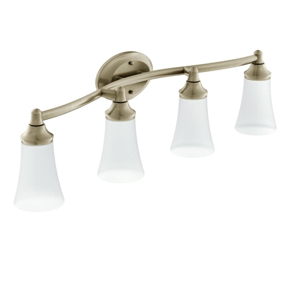 Moen Eva Brushed Nickel 4-Light Dual-Mount Bath Bathroom Vanity Fixture with Frosted Glass