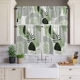 thumbnail image 4 of 3 Piece Kitchen Curtains and Valances Set Boho Geometric Cafe Curtains 36 Inch Length Farmhouse Green Abstract Stripes Leaves Valance & Tier Curtain for Living Room Bedroom Window 54"x18"+27"x36"*2, 4 of 6