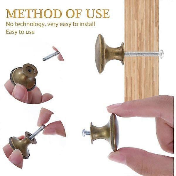 12-pack Vintage Chic Antique Brass Knobs For Kitchen Cabinet Doors Round 30mm