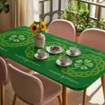 thumbnail image 3 of St. Patrick's Day Table Cloths for 5 Foot Rectangle Tables, Green Country Lucky Leaves Chic Border Patio Waterproof Elastic Fitted Tablecloths, Washable Rectangular Table Cover for Camping, 3 of 8