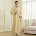 thumbnail image 2 of JTieacloth Big & Tall Nightshirt Fleece Bathrobe Winter Warm Cozy Shawl Collar Long Sleeve Robe Soft Loungewear Kimono Spa Robe For Home Yellow, 2 of 5