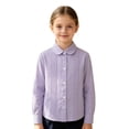 thumbnail image 6 of SGMVNU School Uniform for Girls Boys Long Sleeve Pleated Dress Shirt Lapel Collar Button Down Blouse Spring Fall, Size 11-12 Years, Purple, 6 of 6
