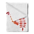 thumbnail image 2 of Rowan Soft Flannel Fleece Throw Blanket, Watercolor Style Leaves with Fruits Square Frame Design Autumn Colors, Cozy Plush for Indoor and Outdoor Use, 60" x 80", Red Orange White, by Ambesonne, 2 of 5