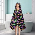 thumbnail image 6 of Black Colorful Dinosaurs Pattern Hooded Bath Towel，50"x30" for Ages 3 To 12 Kids, Quick Dry Lightweight Soft Microfiber Hood Beach Towel Cover Up for Kids, 6 of 7