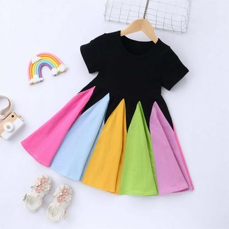 

Kayannuo Summer Dress for Girls Clearance Big Girls Dresses Toddler Kids Baby Girls Fashion Cute Short Sleeve Sweet Stitching Ruffle Dress Birthday Dress
