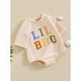thumbnail image 5 of Baby Boy Short Sleeve Romper Round Neck Letter Print Jumpsuit Infant Toddler Jumpsuit Little Brother Summer Clothes, 5 of 10