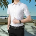 thumbnail image 3 of sunsanly Men Summer Shirt Turn-down Collar Solid Color Single-breasted Plus Size Slim Fit Cardigan Short Sleeves Mid Length Casual Business Men Office Top, 3 of 8