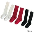 thumbnail image 2 of Esaierr 3 Pack Kids Baby Girls Knee High Socks Toddler Cotton Socks Solid Colour Long Socks for 1-10Y, 2 of 5