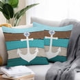 thumbnail image 2 of Outdoor Waterproof Throw Pillow Covers Set of 2 Nautical Anchor Decorative Pillowcases Square Outdoor Pillows Cushion Case 16x16 Inch Vintage Turquoise Wood Grain Patio Pillows for Couch Sofa Bed, 2 of 9