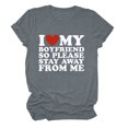 thumbnail image 2 of TIMIFIS Saint-Valentin Hauts à Manches Courtes pour Femmes Mode Décontractée Col Rond J'aime Mes Petits Amis Imprimé Col Rond Tee Chemise Hauts, 2 of 3