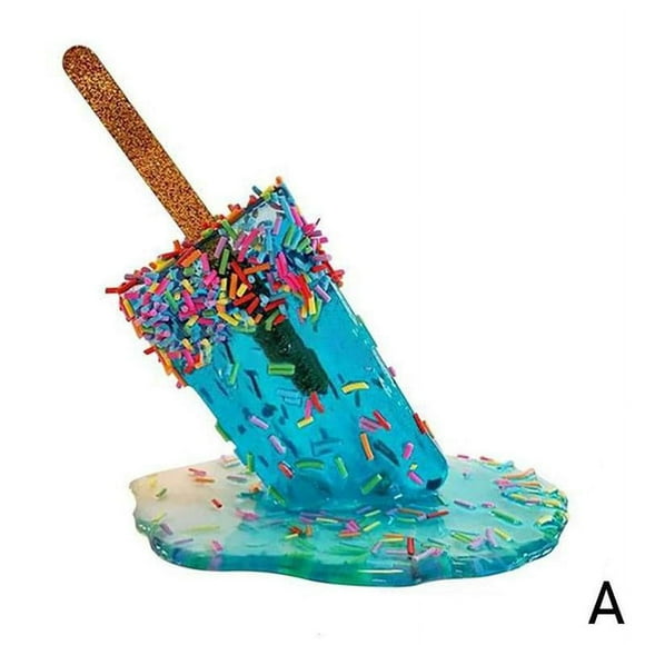 Creative Melting Popsicle Sculpture Ice Cream Resin Craft Ornaments Home P8H5