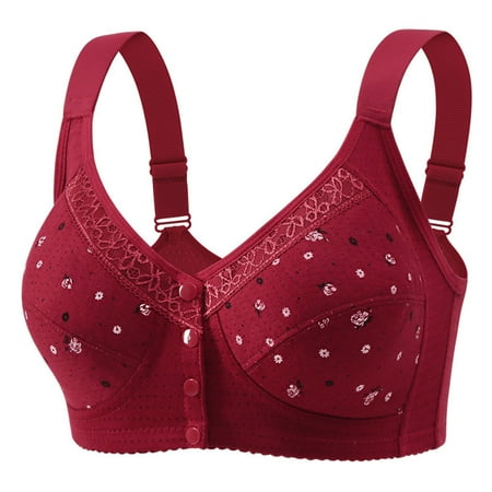Womens Bras  Full Coverage Wirefree Front Closure Lift & Support Tank Top Shoulder Strap Soft Breathable Lounge Pullover Bra Red XXL