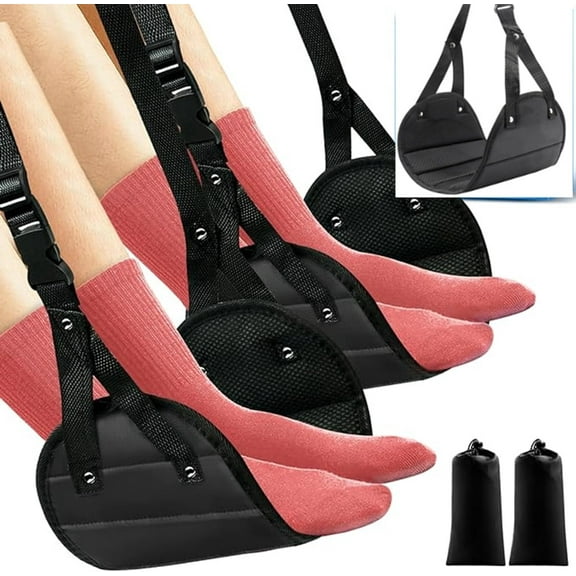 Loopunk 2 Pack Airplane Foot Hammock, Foot Hammock for Plane Travel,  Portable and Adjustable Leg Hammock for Airplane Travel, Airplane Travel Essentials for Women & Men