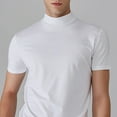 thumbnail image 5 of Skymirror Men Half High Collar Slim Fit T-shirt Summer Casual Short Sleeve Solid Color Elastic Thin Pullover Tee Shirt, 5 of 8