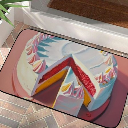 Pratyus Cake Slice Missing Door Mat Outdoor Indoor Welcome Mats Indoor/Outdoor/Front Door/Bathroom Mats Felt for Home Entrance Outside Entry 19.68*39.37 in