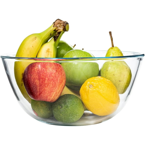 Large Glass Mixing Bowl, 3.6 Qt Large Glass Bowl, Oven Safe Bowls, Borosilicate Glass Serving Bowls, Big Clear Glass Mixing Bowls for Cooking, Baking, Salad and Bread