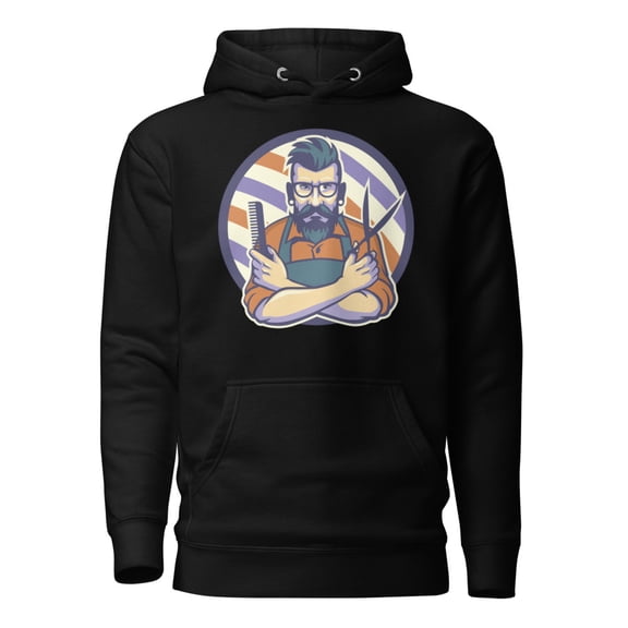 Hair Cut Style Unisex Hoodie Barber Shop (Black, S)