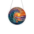 thumbnail image 2 of Acrylic Jigsaw Puzzle Suncatcher 8 Inch Round Stained glass acrylic style Window Hanging Ocean Wave Design Hanging Wall Decor for Home Summer House Decoration, 1 Pack, 2 of 6