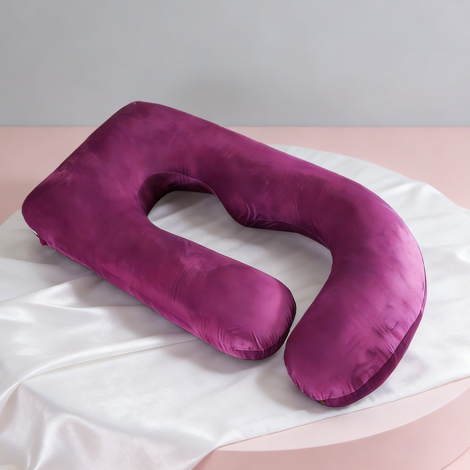 J-Shaped Pregnancy Pillow (63" x 19.6") - Full Body Maternity Support Pillow for Back, Hip and Belly Pain Relief, Purple