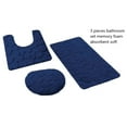 thumbnail image 4 of 3pc Set Memory Foam Bathroom Rugs Mat Lid Cover Super soft Dry Inmediately Non Slip Embossed Cobblestone Pebble Navy Color, 4 of 6