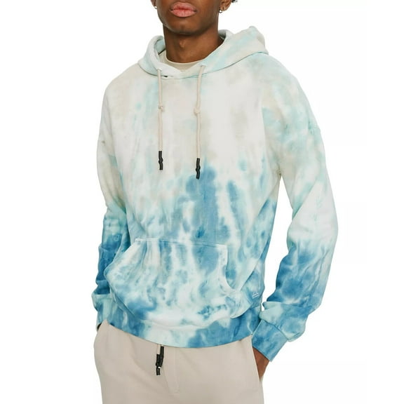 Eleven Paris Men's Marble Fleece Pullover Hoodie in Bluestone Marble-Size Small