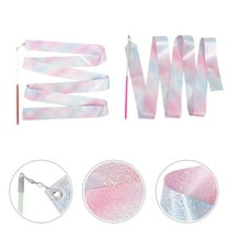 ROSENICE 2pcs Gymnastics Streamer Ribbons For Dance Wands Shows Team Training And Exercise Activities And With Handles