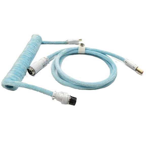 Coiled USB Keyboard Cable, 1.5M with Metal Aviation Connector for Gamers and Professional