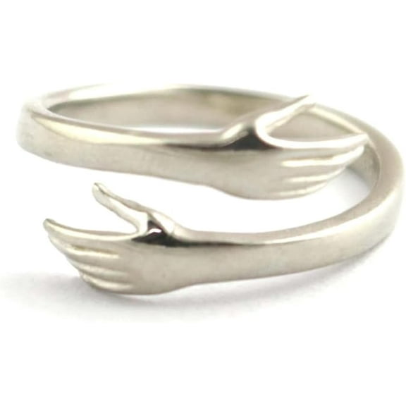 925 Sterling Silver Ring- Hug Ring- Stackable Ring- Minimalist Ring- Love Ring- Adjustable Ring- Gift for Women- Hugging Hand Ring