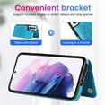 thumbnail image 2 of Design for Samsung Galaxy S22 5G Flip Wallet Cases with Tempered Glass Screen Protector Credit Card Holder Kickstand Leather Slim Case Magnetic Closure Shockproof Protective Phone Cover Women Men Blue, 2 of 14