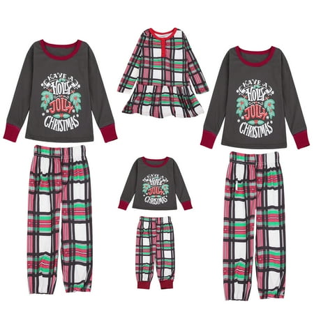 

women Christmas pajamas for family matching outfits son daughter sets soft Gray Christmas Parent-child Wear Fashion Lattice Print Family Pajamas Home Service Parent-ch
