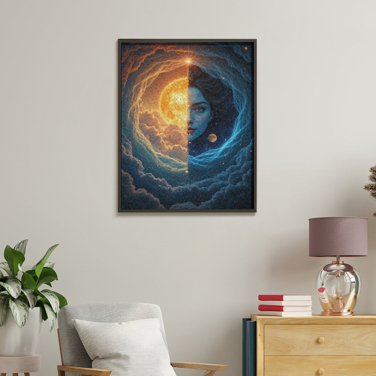 Paint By Numbers Kit for Adults Beginner - DIY Ethereal Dual Face Sky Art Canvas Painting Kits for Adults, Frameless Paint By Number for Adults for Home Wall Decor 16x20 Inch