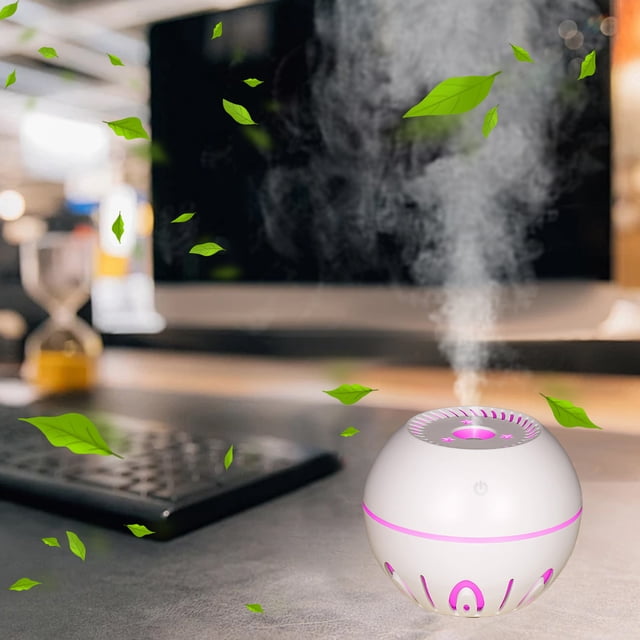 Humidificador USB de niebla fría | Mini difusor de aire portátil con tanque de agua de 130 ml | Funcionamiento silencioso | Luz nocturna LED colorida | Para casa, coche, oficina, dormitorio, viaje